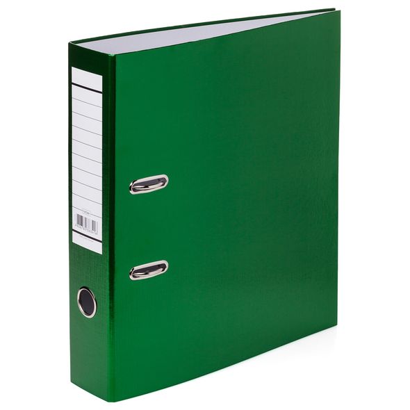 Папка -Регистратор с арочным механизмом А4ф корешок 70мм Hatber Бумвинил METALLIC Зеленая , 